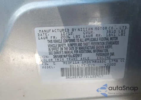 2013 Nissan Sentra Sr из США, поврежденный, VIN 3N1AB7AP7DL622917